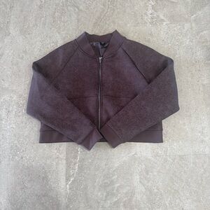 Balance Athletica Flight Cropped Bomber Jacket XL Brown Floral Original Logo